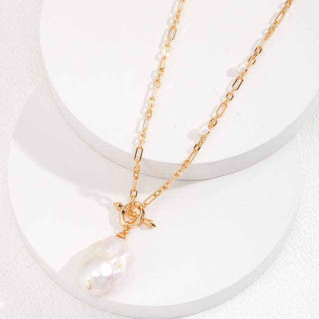 "Baroque Grace" Long Pearl Necklace