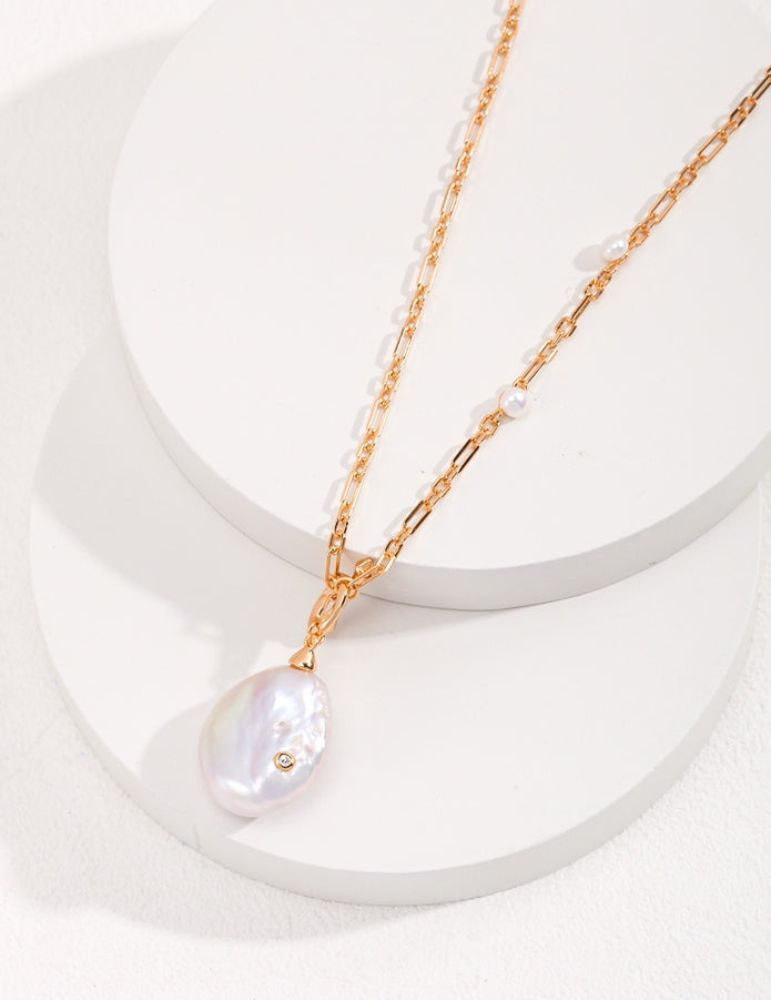 "Baroque Grace" Long Pearl Necklace