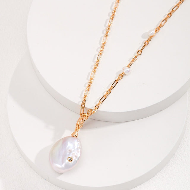 "Baroque Grace" Long Pearl Necklace