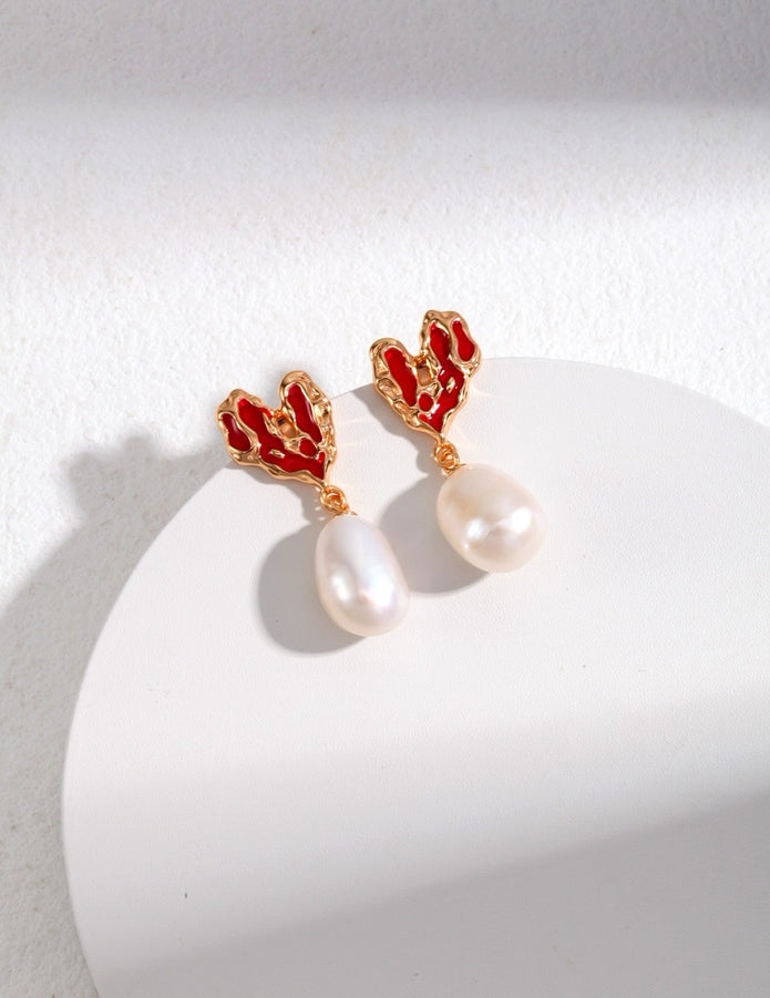 "Blush Heart" Pearl Earrings