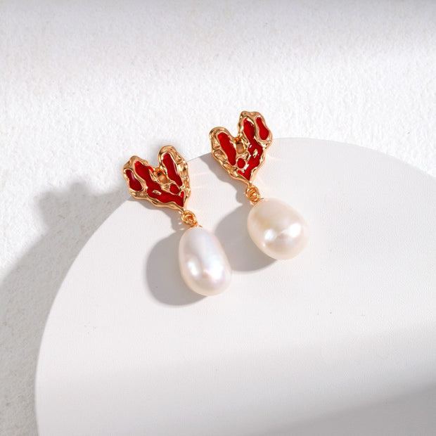 "Blush Heart" Pearl Earrings