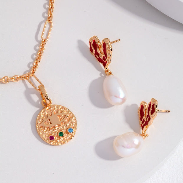 "Blush Heart" Pearl Earrings