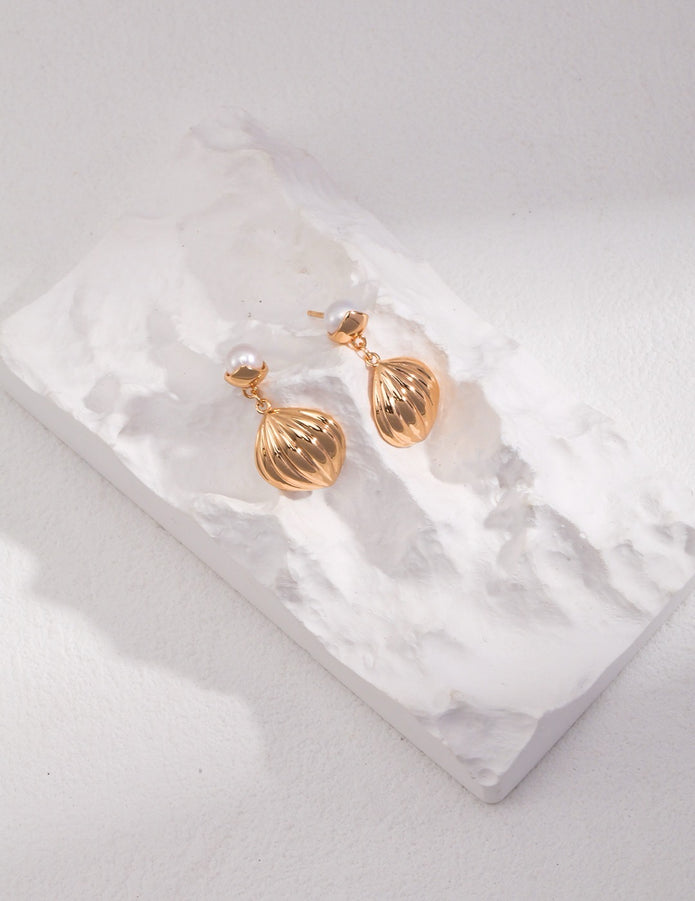 "Tide Pumpkin" Pearl Earrings