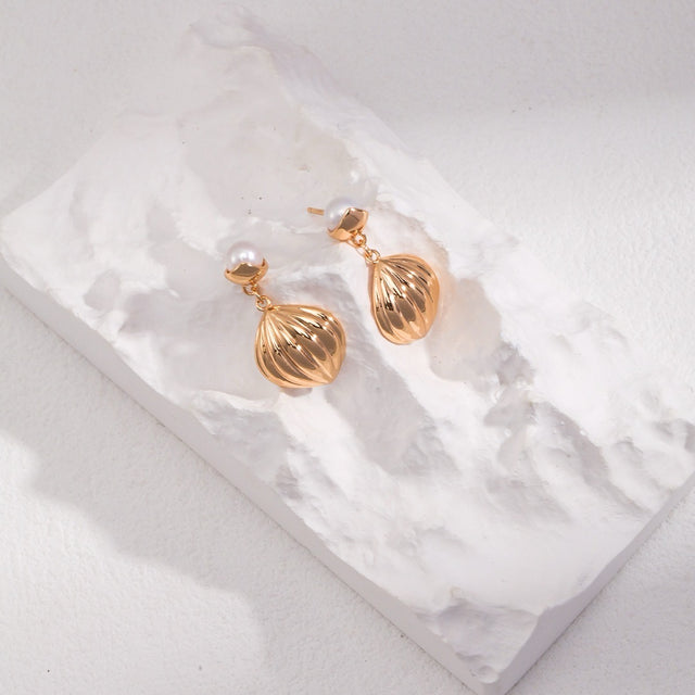 "Tide Pumpkin" Pearl Earrings