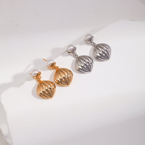 "Tide Pumpkin" Pearl Earrings