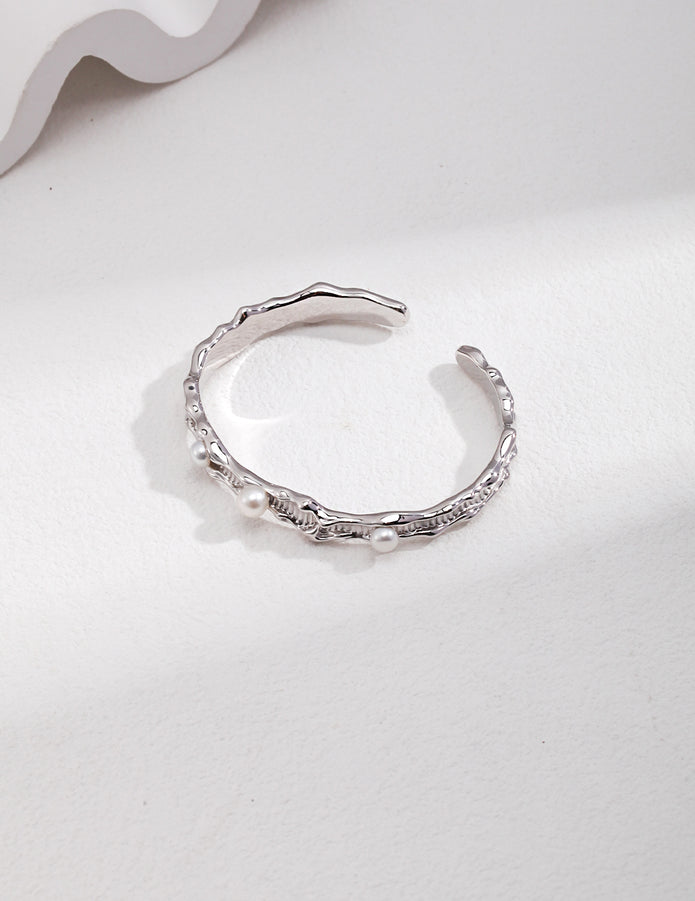 "Wavebound" Silver Bangle