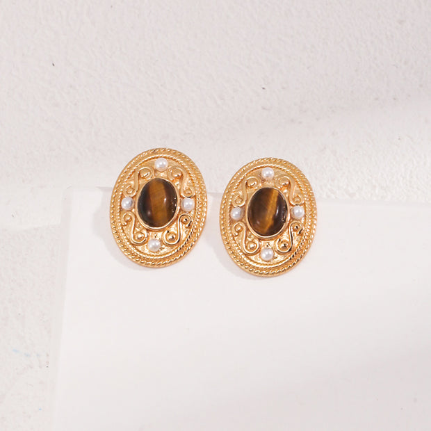 "Crystal Tide"Natural Pearl Czech Glass Earrings
