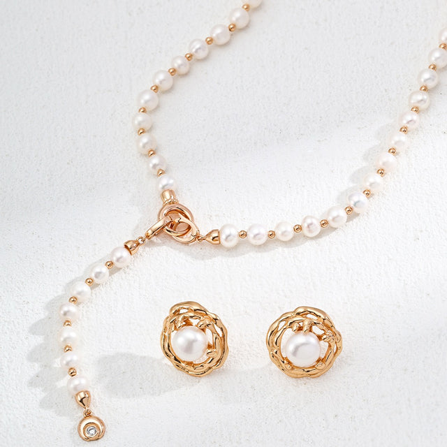 "Eternal Shine" Natural Pearl Zircon necklace