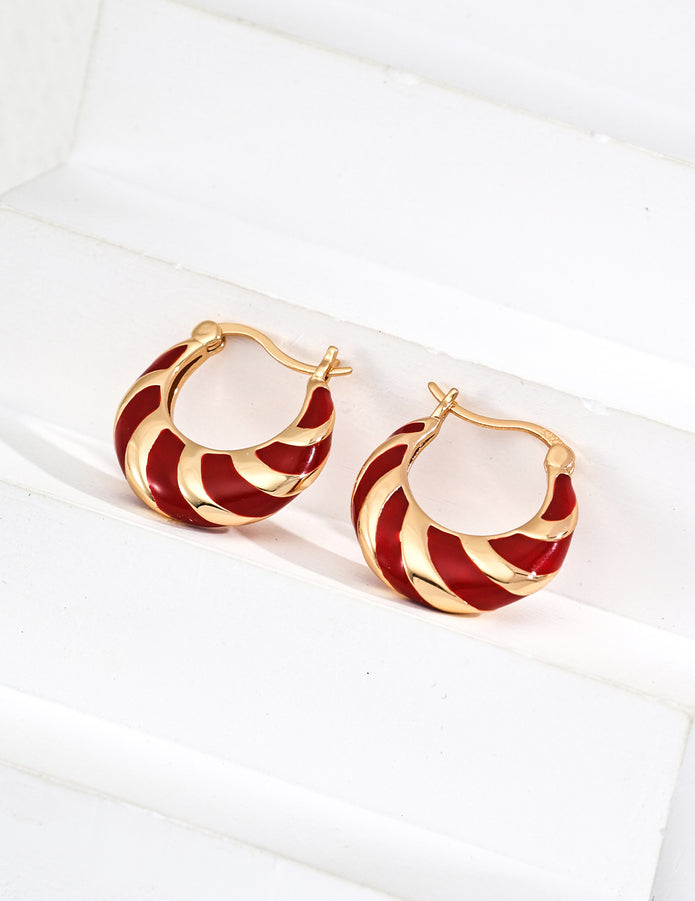 "Red Lush" Enamel Earrings