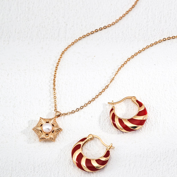 "Red Lush" Enamel Earrings