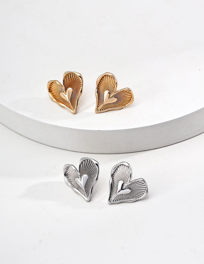 "Heart’s Embrace" Sculpted Heart Earrings