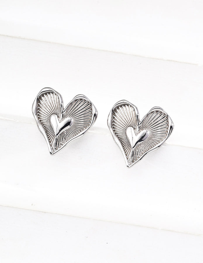 "Heart’s Embrace" Sculpted Heart Earrings