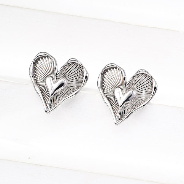 "Heart’s Embrace" Sculpted Heart Earrings