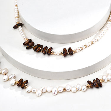 "Crystal Tide"Natural Pearl Czech Glass Necklace 2