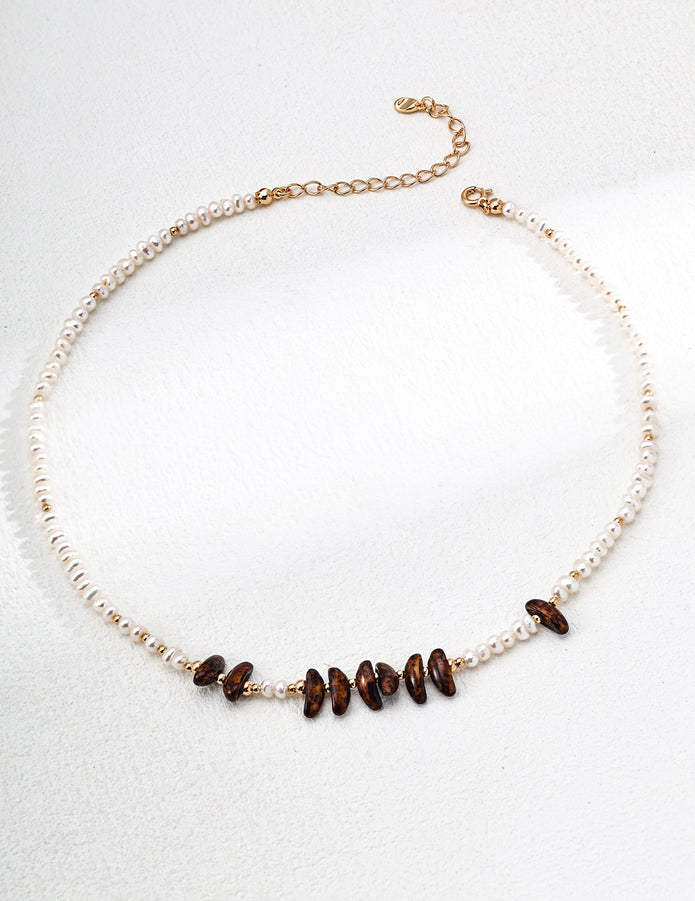 "Crystal Tide"Natural Pearl Czech Glass Necklace 2
