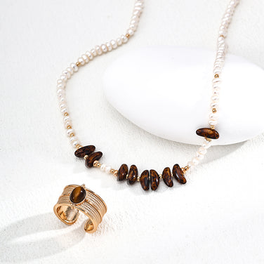 "Crystal Tide"Natural Pearl Czech Glass Necklace 2