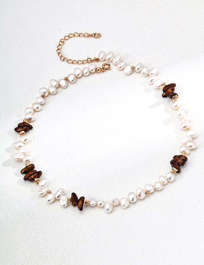 "Crystal Tide"Natural Pearl Czech Glass Necklace 1