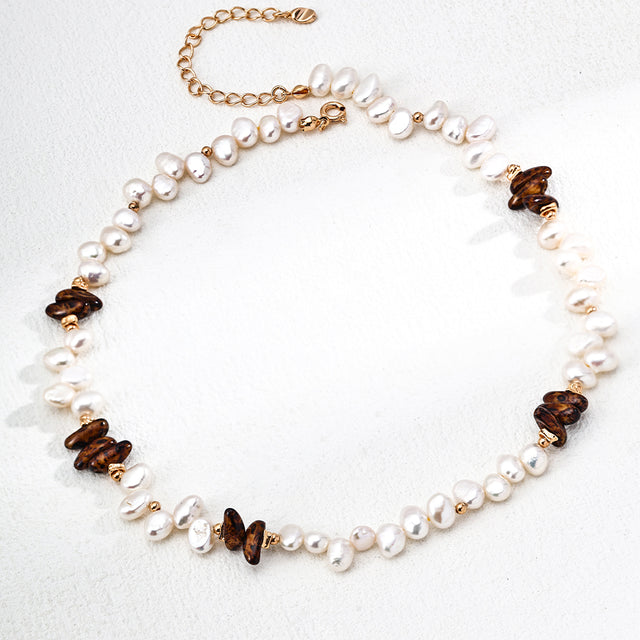 "Crystal Tide"Natural Pearl Czech Glass Necklace 1