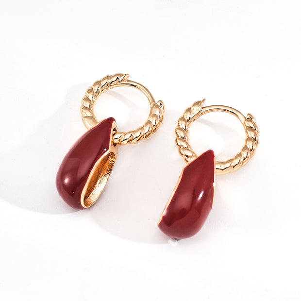 "Crimson Drop" Silver Earrings