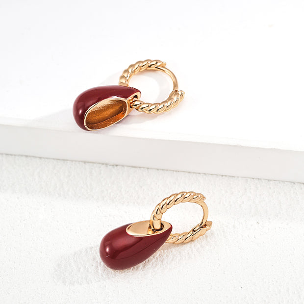 "Crimson Drop" Silver Earrings