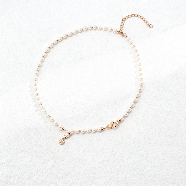 "Eternal Shine" Natural Pearl Zircon necklace